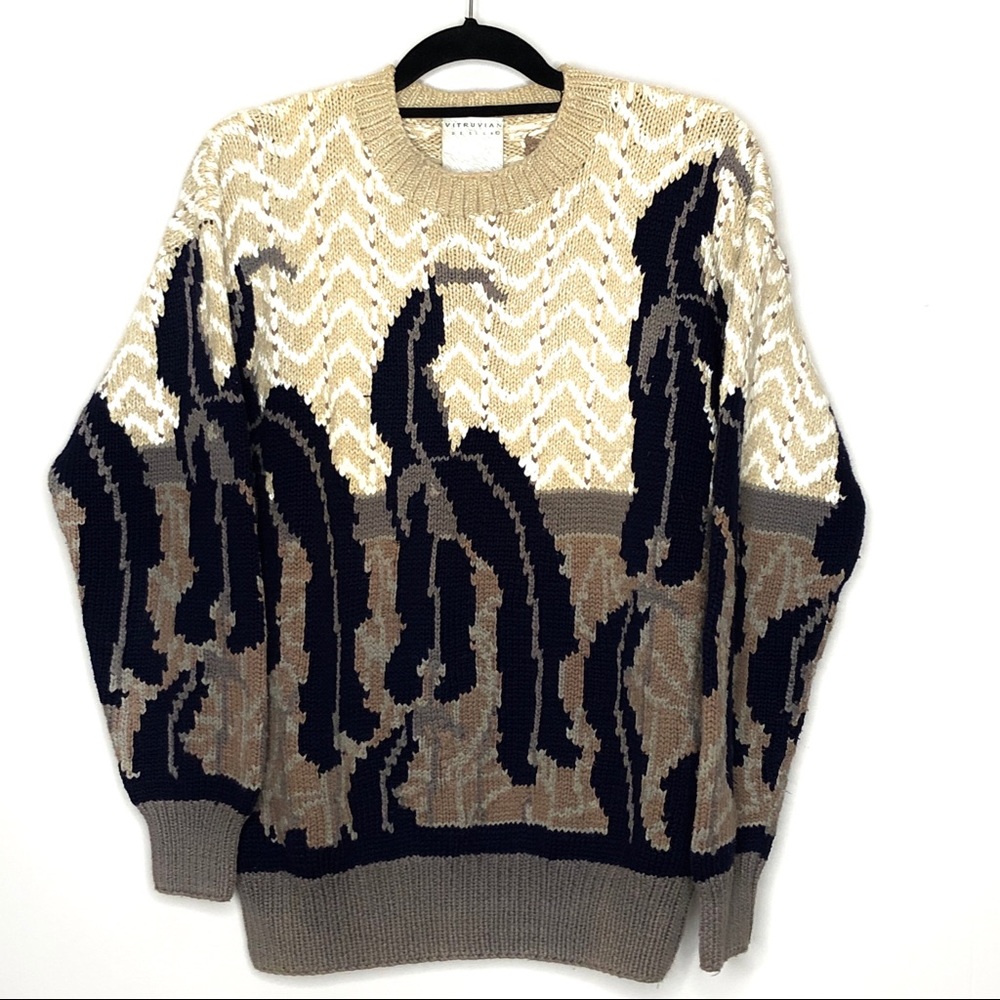 Vintage Vitruvian  Design cotton crew neck Sweater